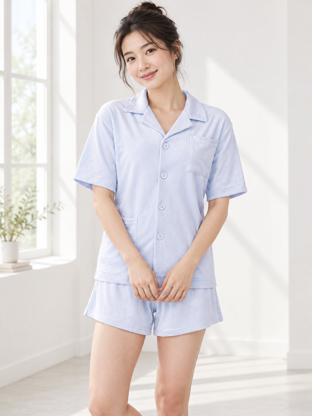 Soft Renee Velour Pantone Pink Shirt & Shorts Set