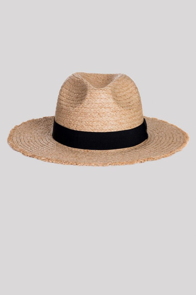 Viola Raffia & Black Ribbon Sun Hat