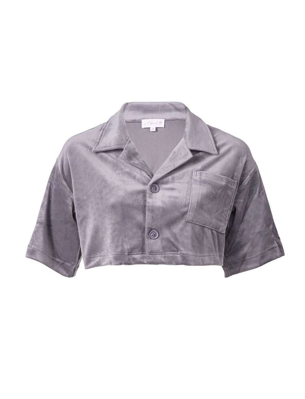 Cropped Velour Charcoal Grey Shirt & Shorts Set