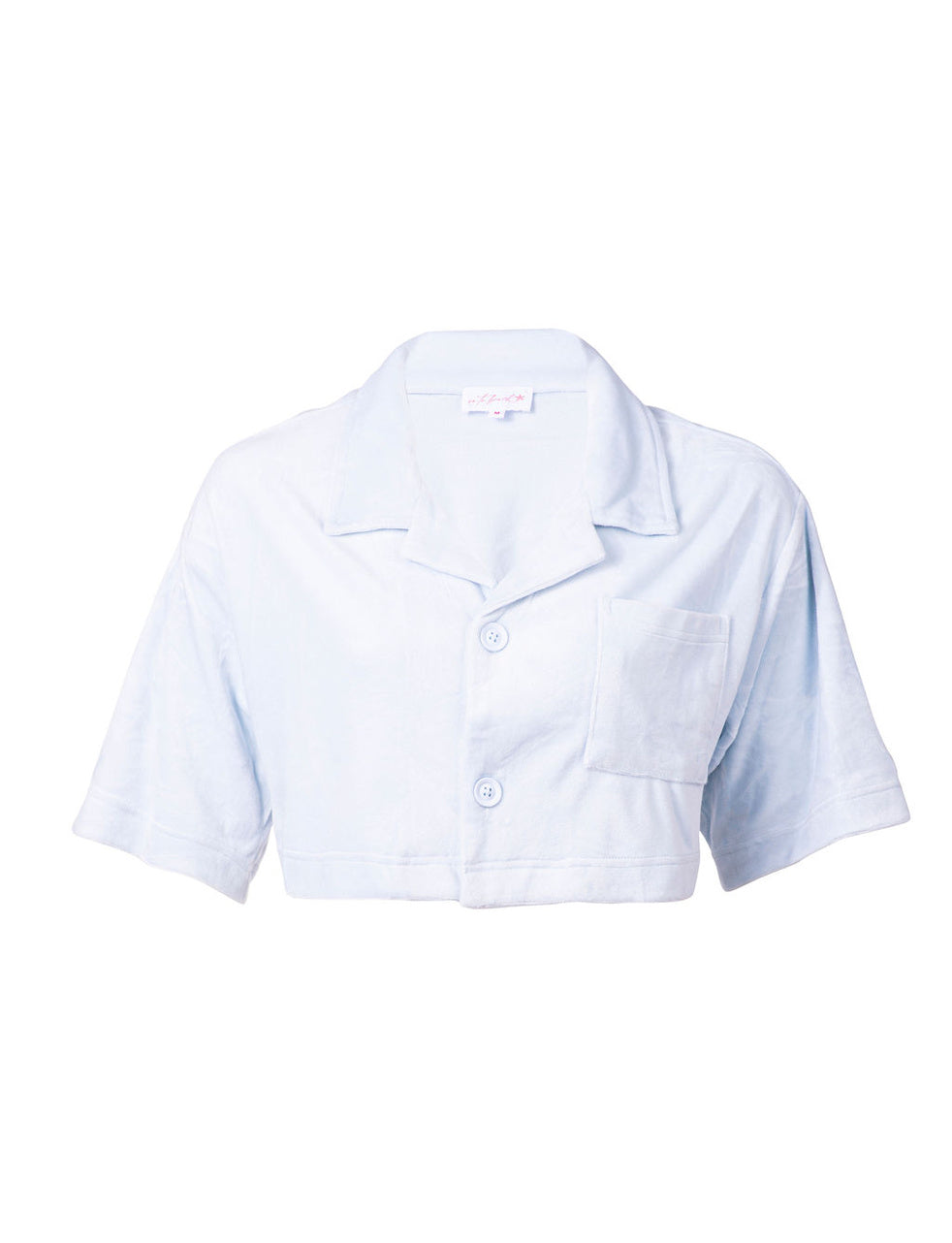 Cropped Velour Powder Blue Shirt & Shorts Set