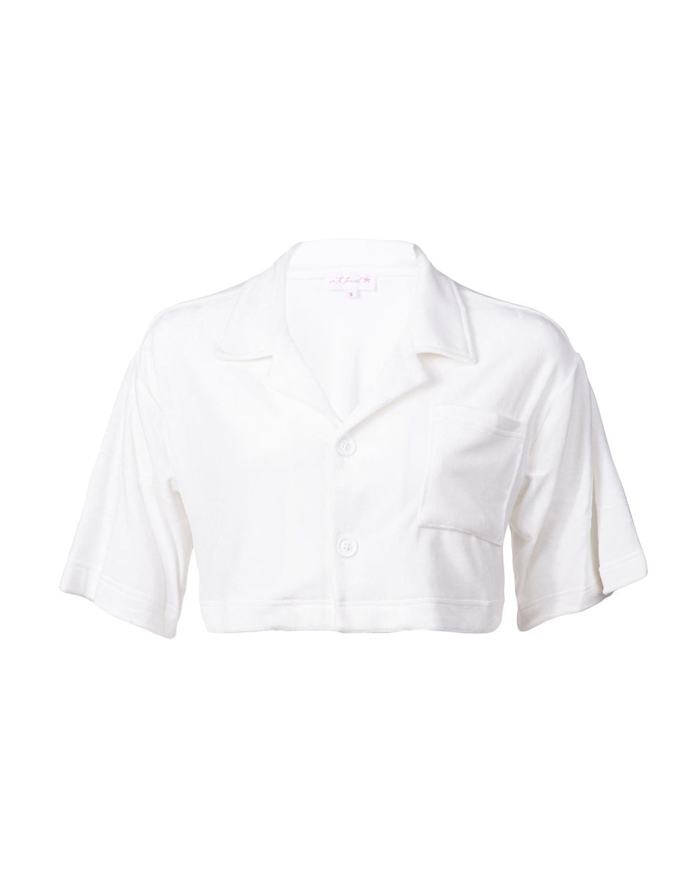 Cropped Velour True White Shirt & Shorts Set