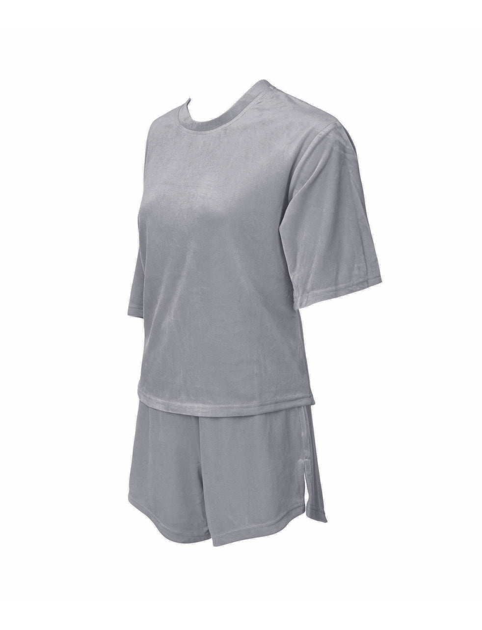 Dreamy Velour Charcoal Grey T-Shirt & Shorts Set