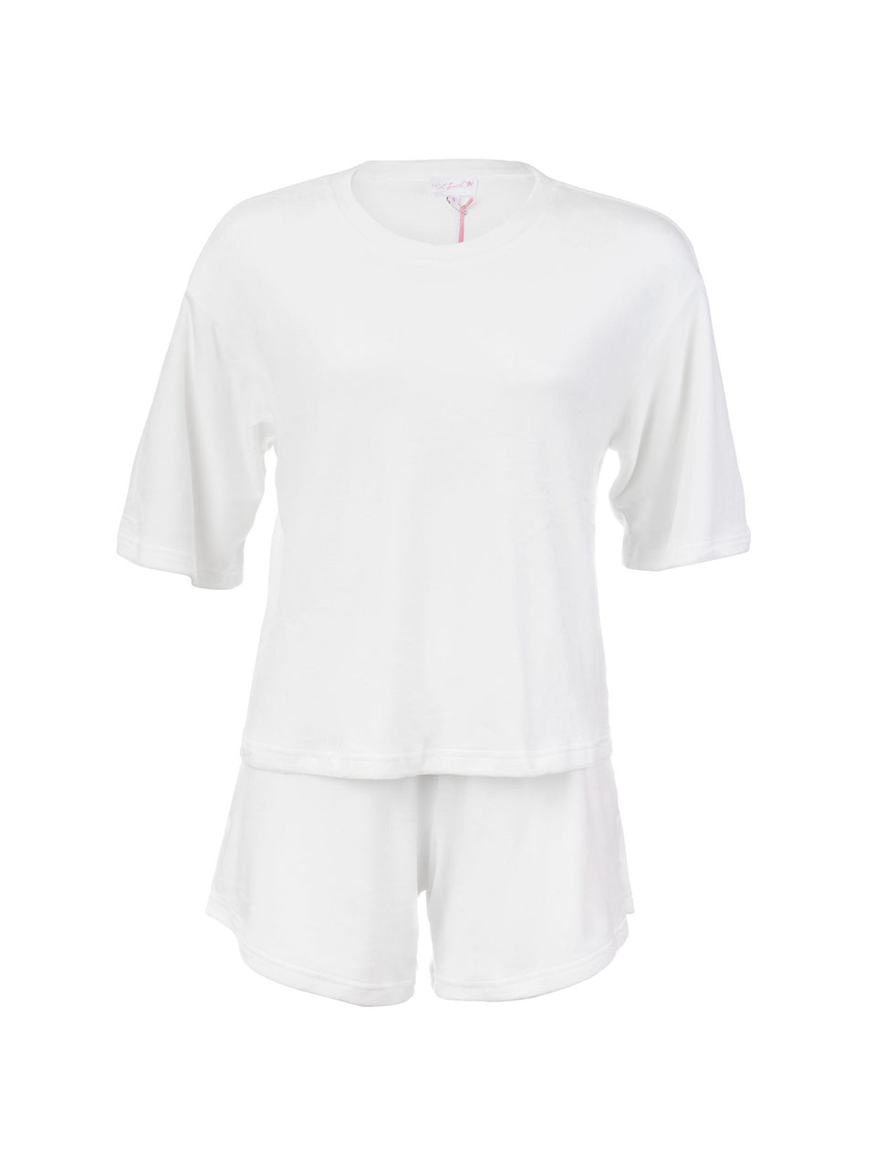 Dreamy Velour True White T-Shirt & Shorts Set