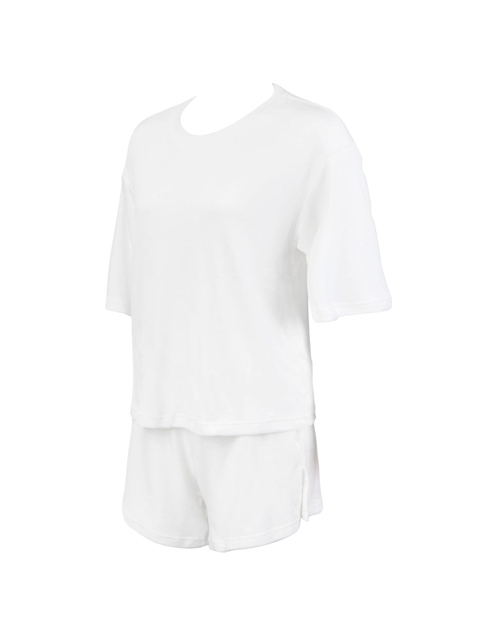 Dreamy Velour True White T-Shirt & Shorts Set
