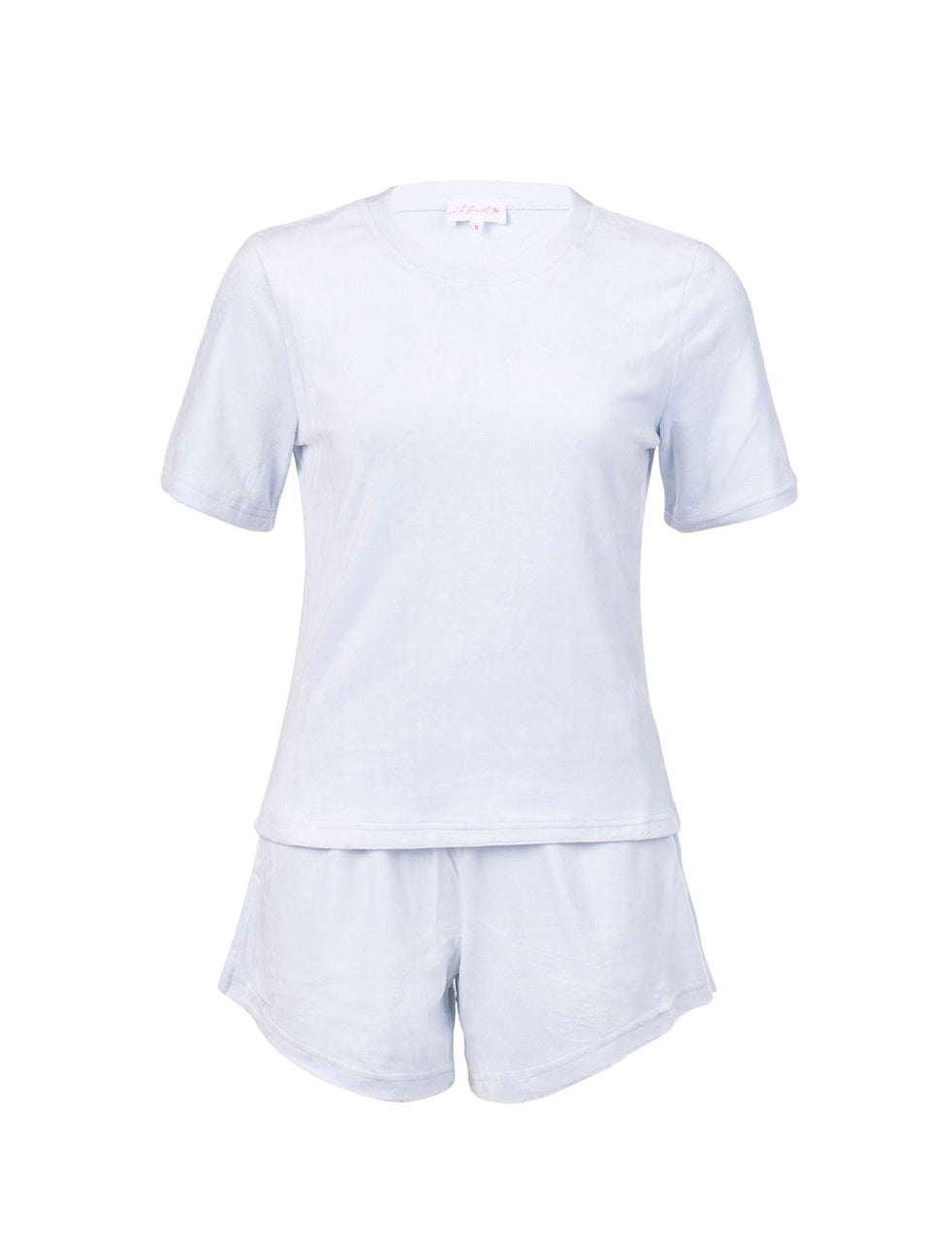 Fitted Velour Powder Blue T-Shirt & Shorts Set