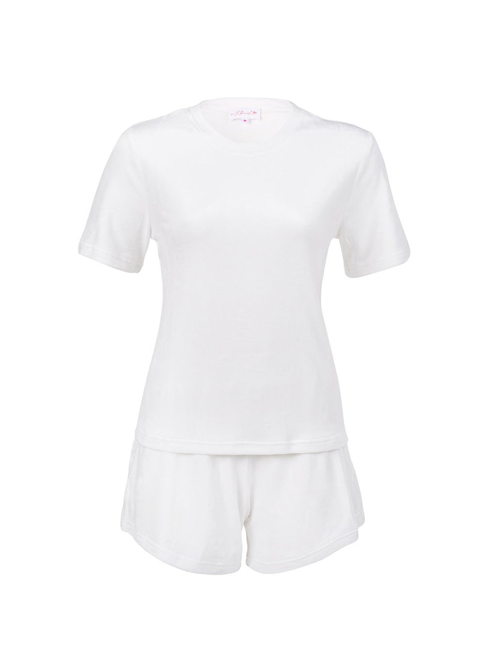Fitted Velour True White T-Shirt & Shorts Set