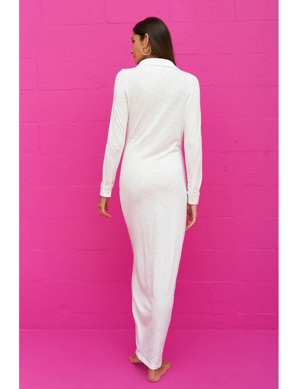 PIMA BUTTON DOWN RUCHED DRESS