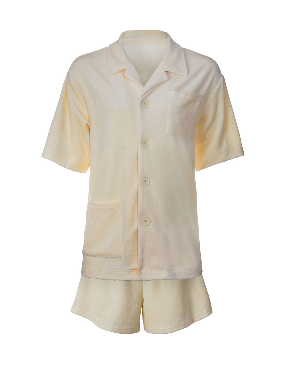 Renee Yellow Velour Shirt & Shorts Set