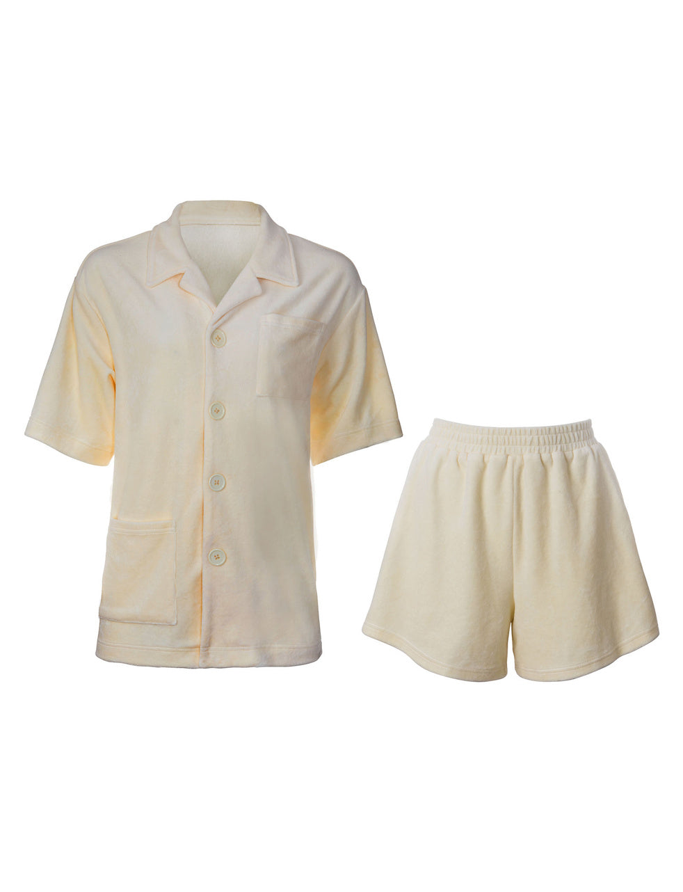 Renee Yellow Velour Shirt & Shorts Set