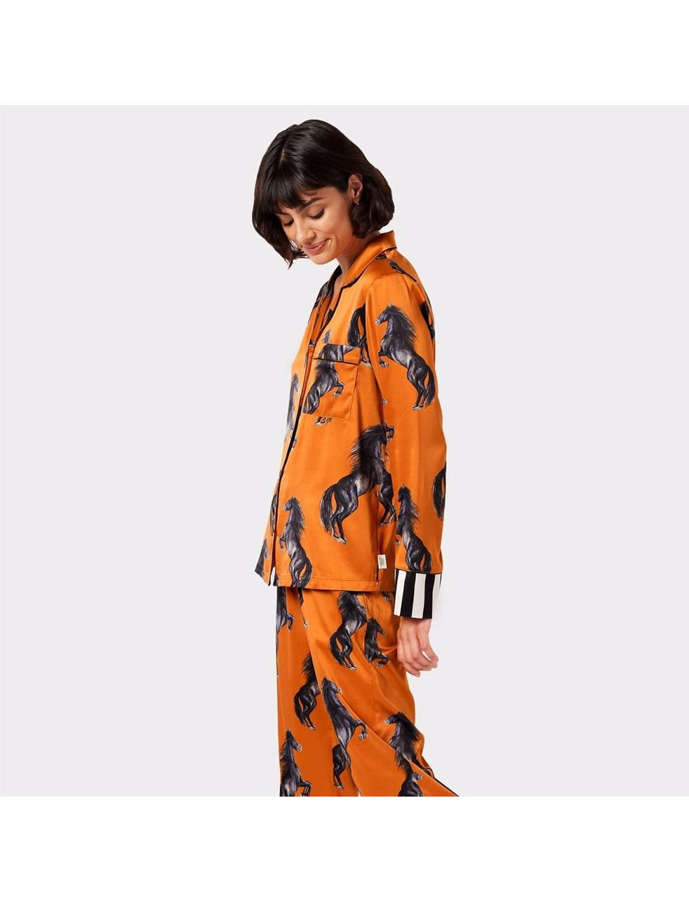 Satin Horse Print Long Pyjama Set