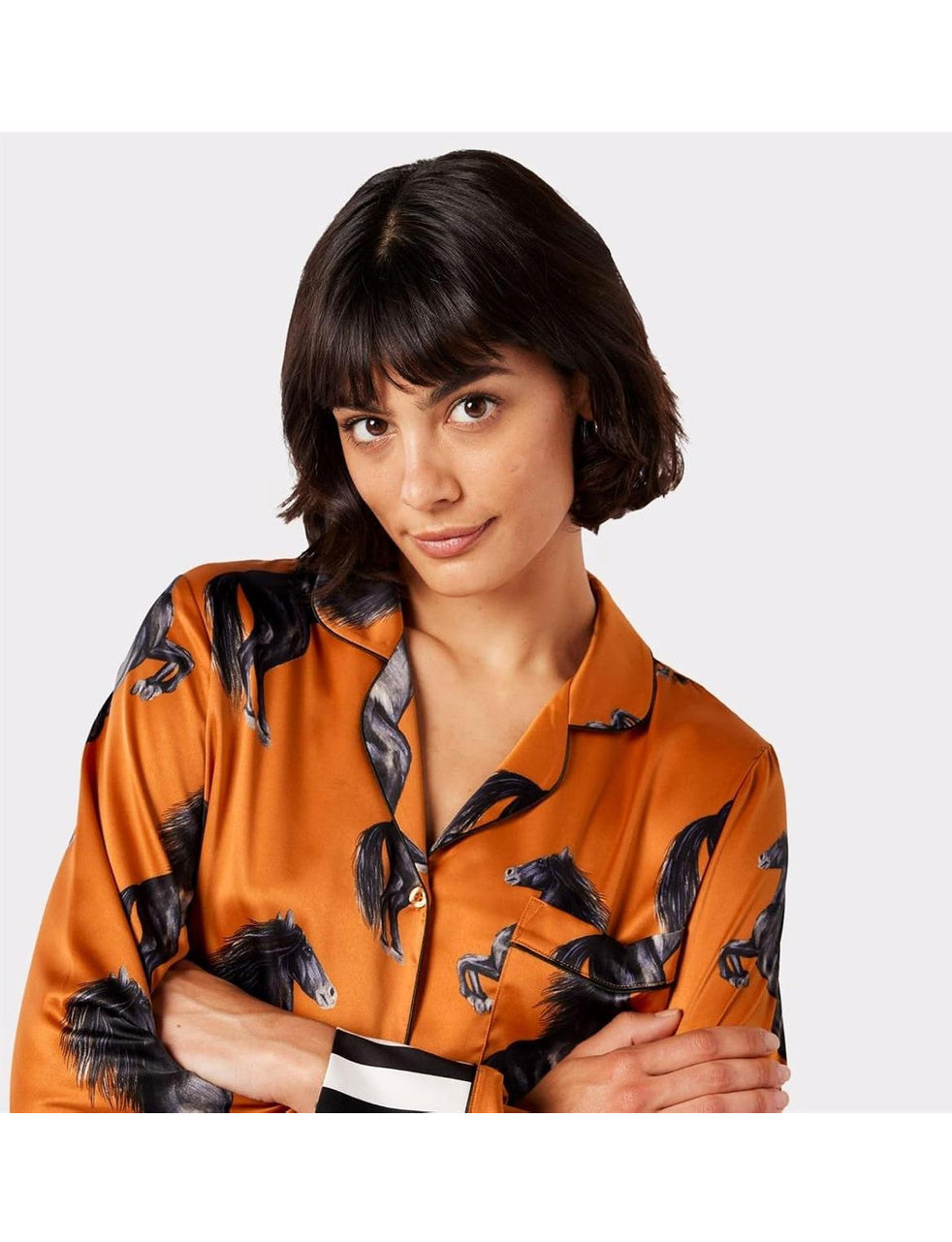Satin Horse Print Long Pyjama Set