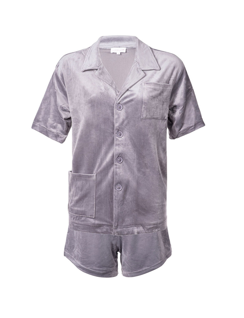 Soft Renee Velour Charcoal Grey Shirt & Shorts Set