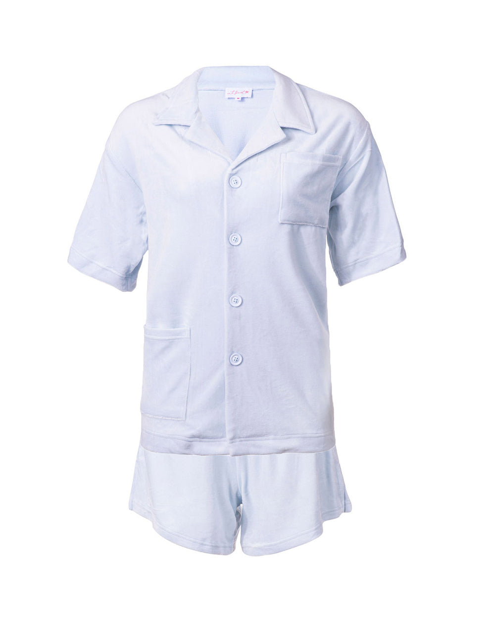 Soft Renee Velour Powder Blue Shirt & Shorts Set