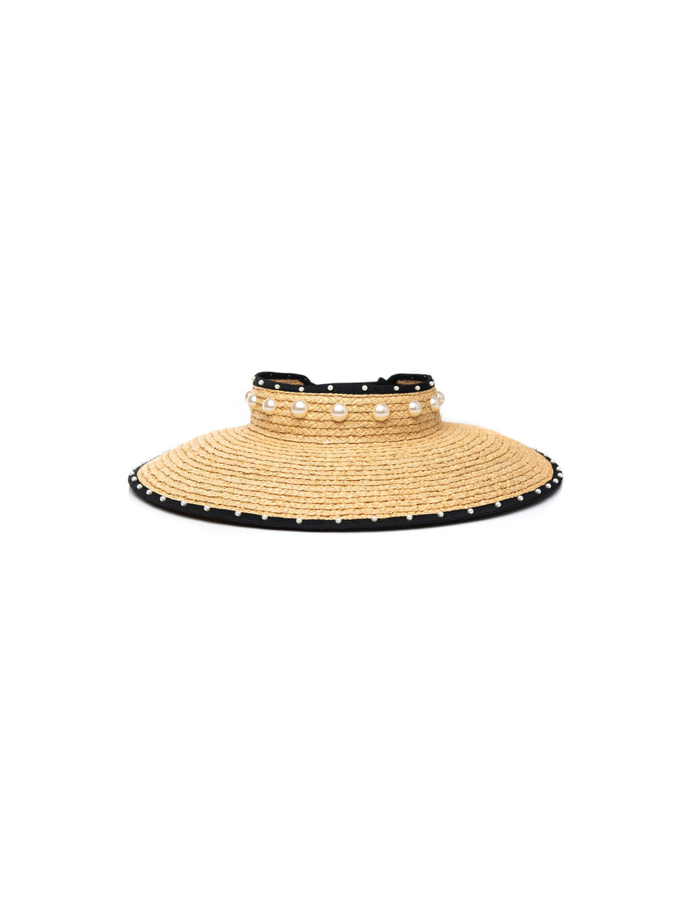 Vienna Black Raffia & Pearl Bead Visor