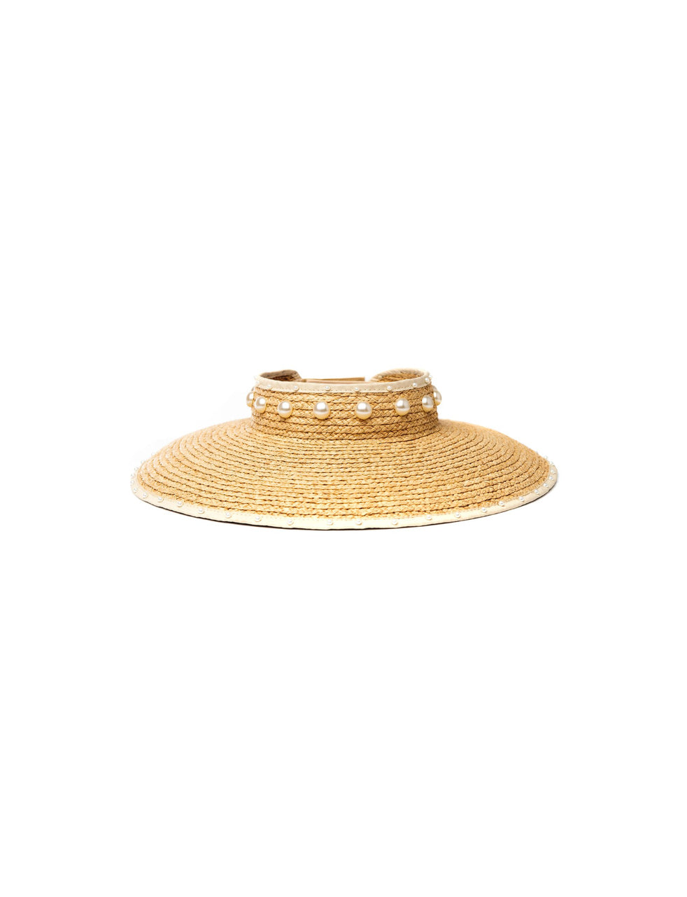 Vienna Cream Raffia & Pearl Bead Visor