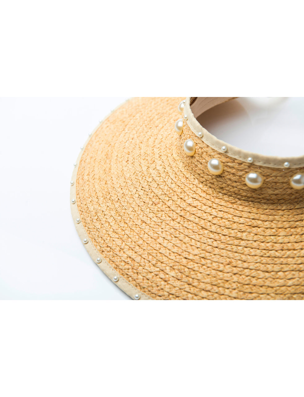 Vienna Cream Raffia & Pearl Bead Visor