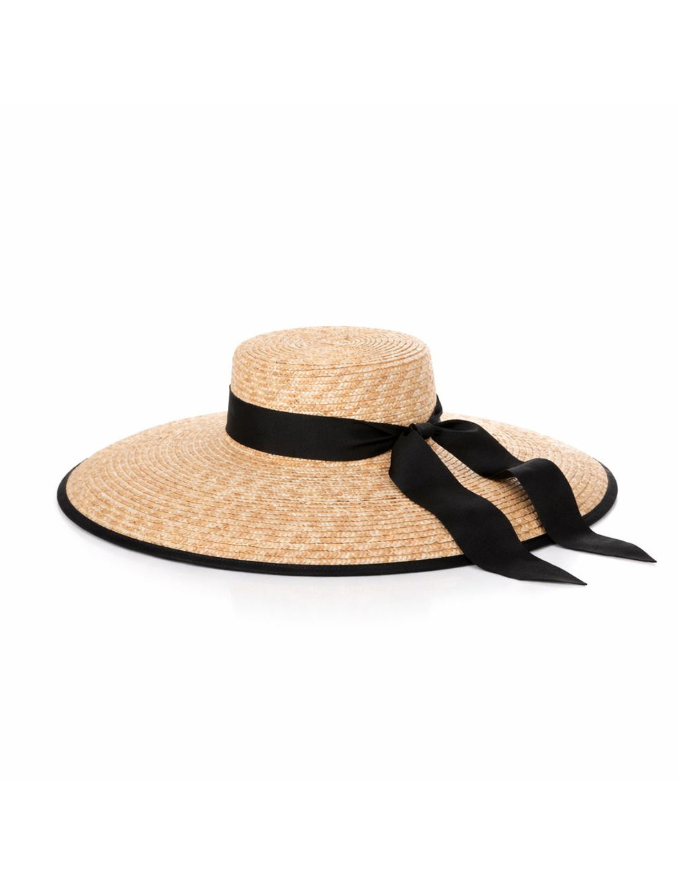 Viola Raffia & Black Ribbon Sun Hat