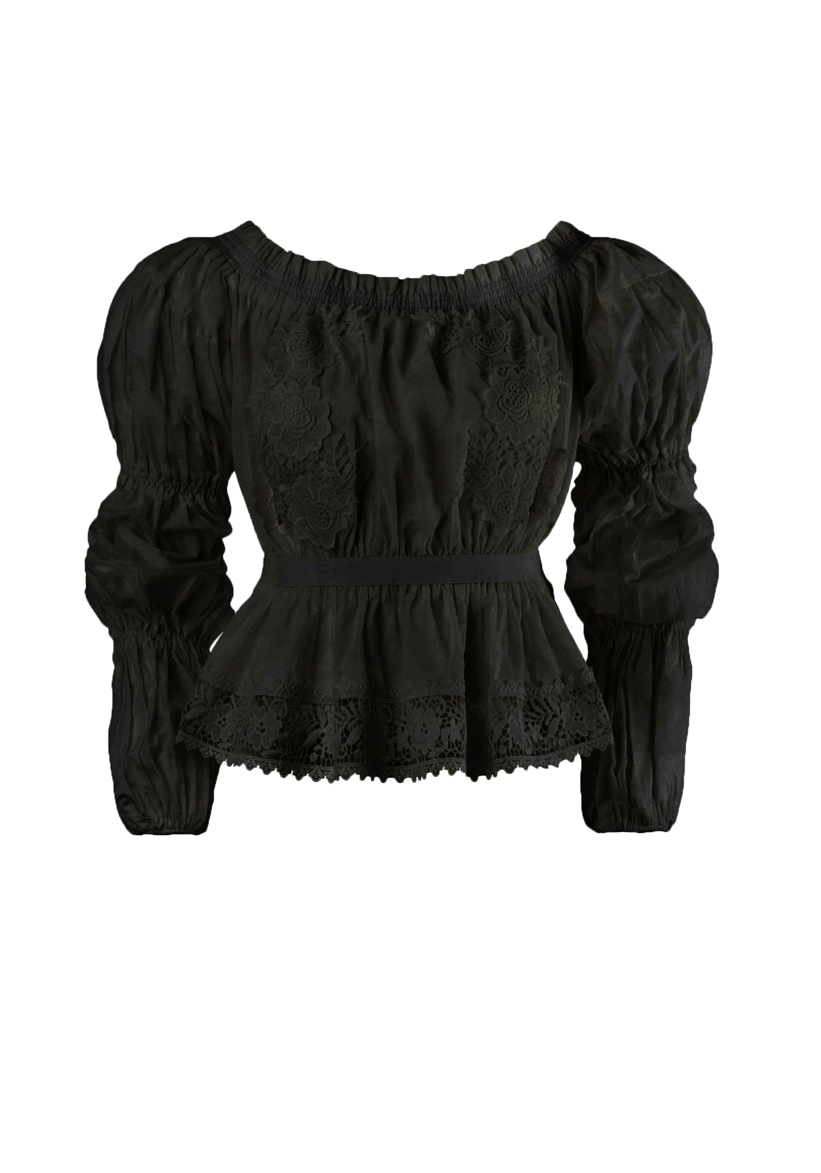 Costa Blanca Black Embroidery Puff Sleeve Top – SO TO BEACH UK