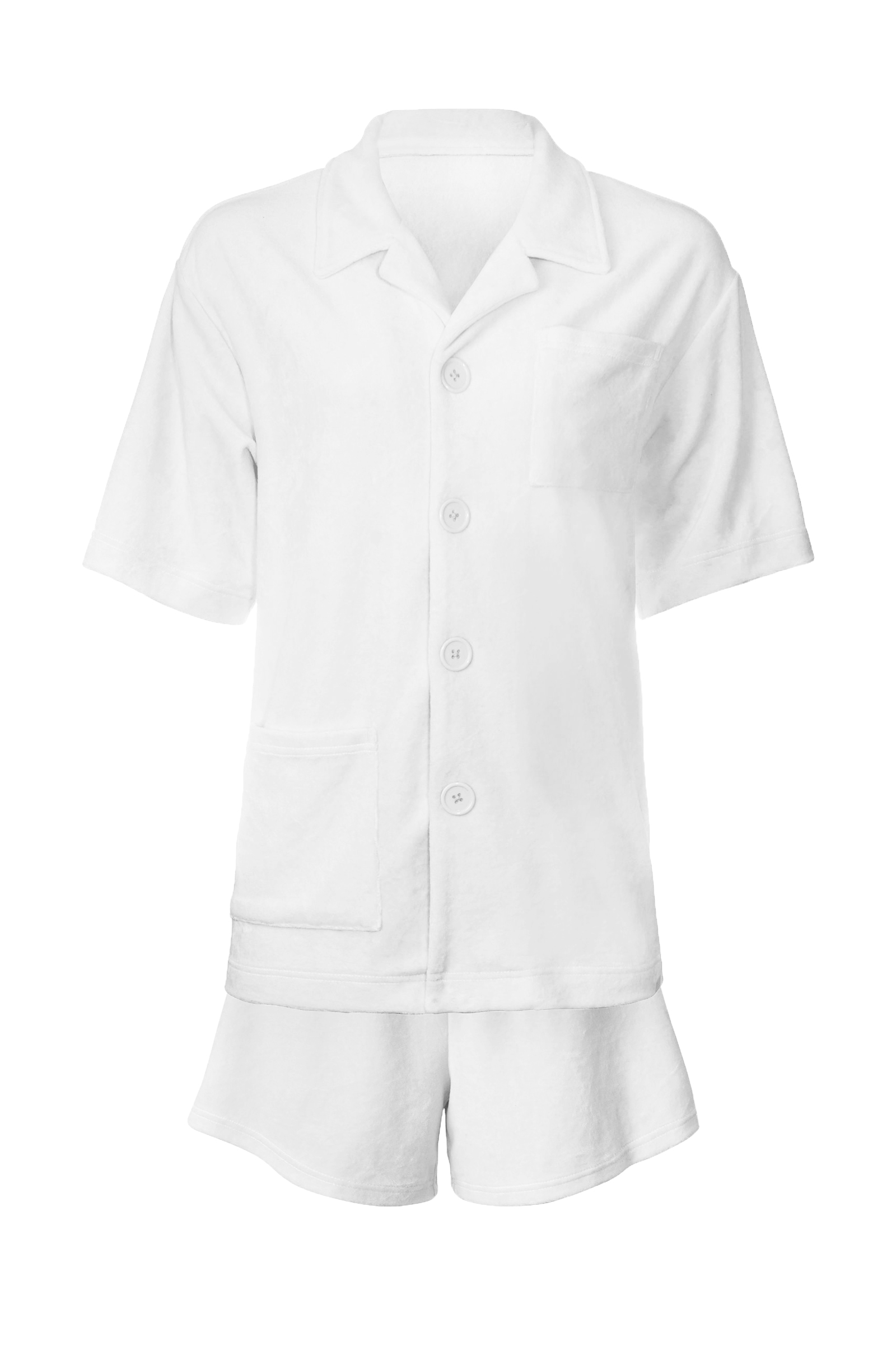 Renee White Velour Shirt & Shorts Set – SO TO BEACH UK