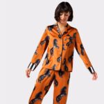 Satin Horse Print Long Pyjama Set