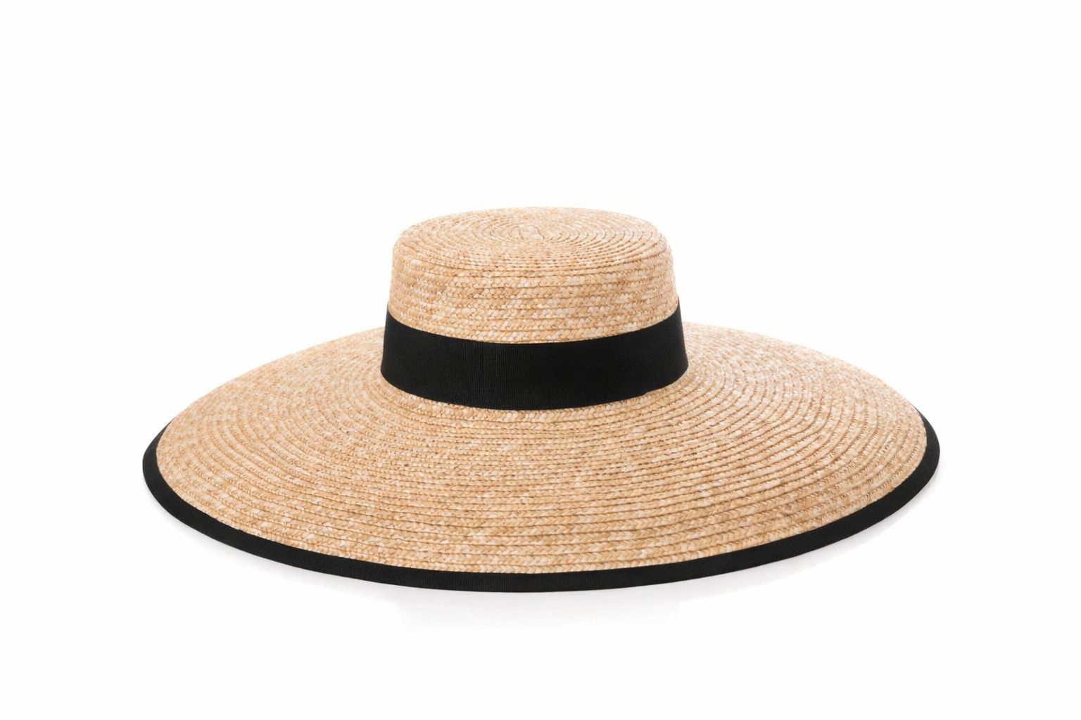 Viola Raffia & Black Ribbon Sun Hat